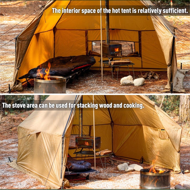 FireHiking Camping Hot Tent with Stove Jack Yurt Outdoor Wall Teepee Tent with Snow Skirt 6.6ft - Image 5