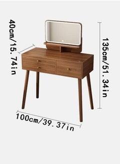 PENG GENERAL 3-Drawer Master Dresser Table With Mirror Brown 100x40x135cm  - Image 3