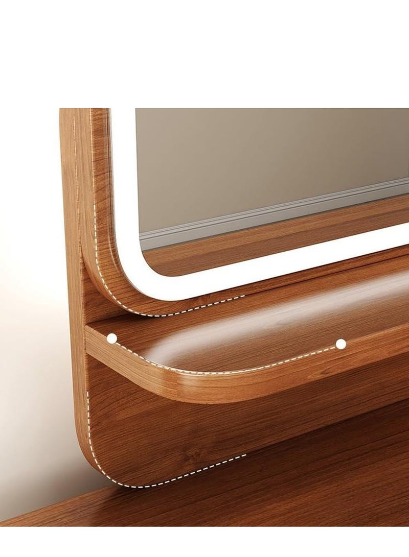 3-Drawer Master Dresser Table With Mirror Brown 100x40x135cm