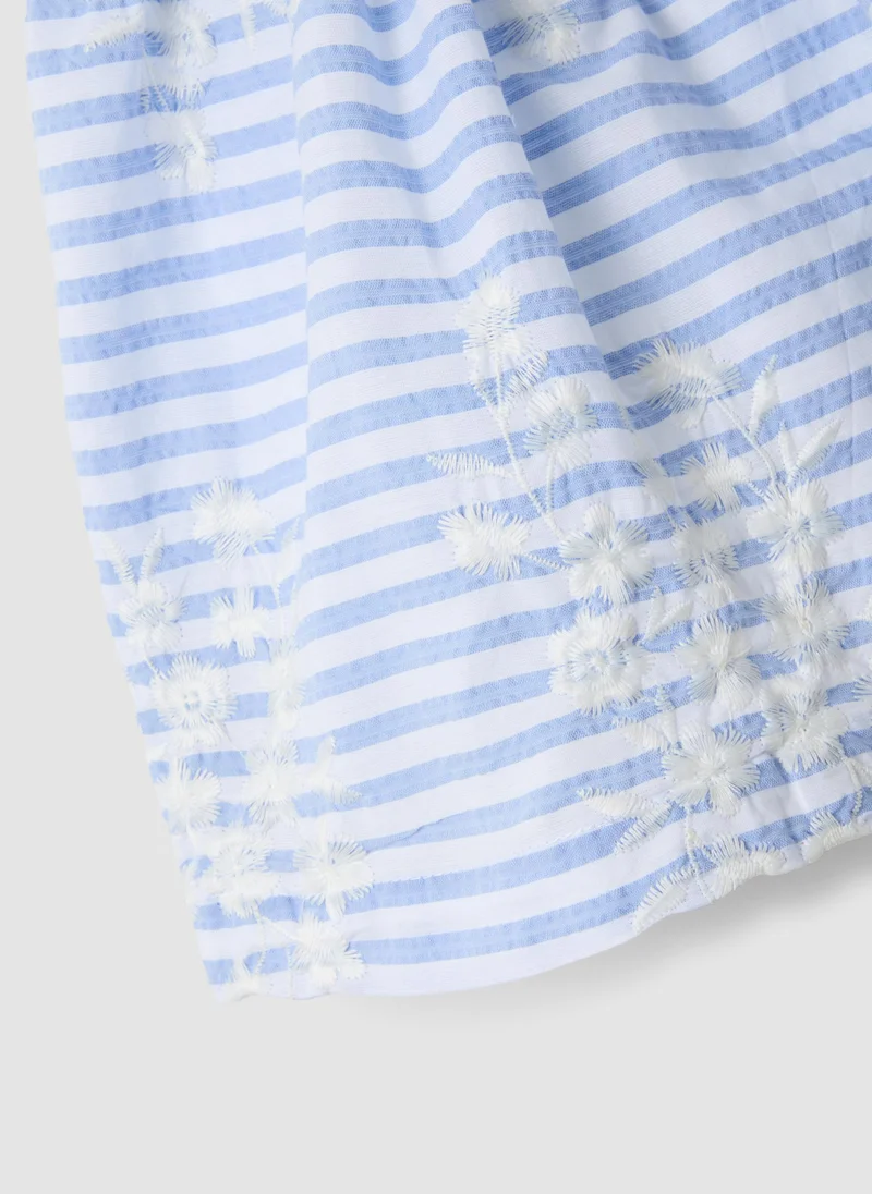 Ovs  OVS Multicoloured Striped Pure Cotton Dress With Ruffles For Baby Girls, Wide Fit for Women | Best Price UAE