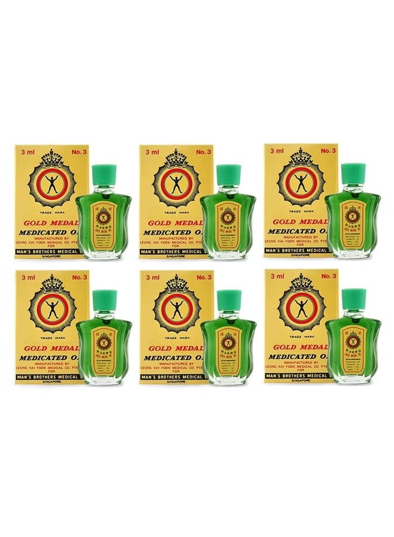 جولد ميدال 6 قطعة من  زيت مكافحة الرياح العلاجي من الوسام الذهبي - Image 1