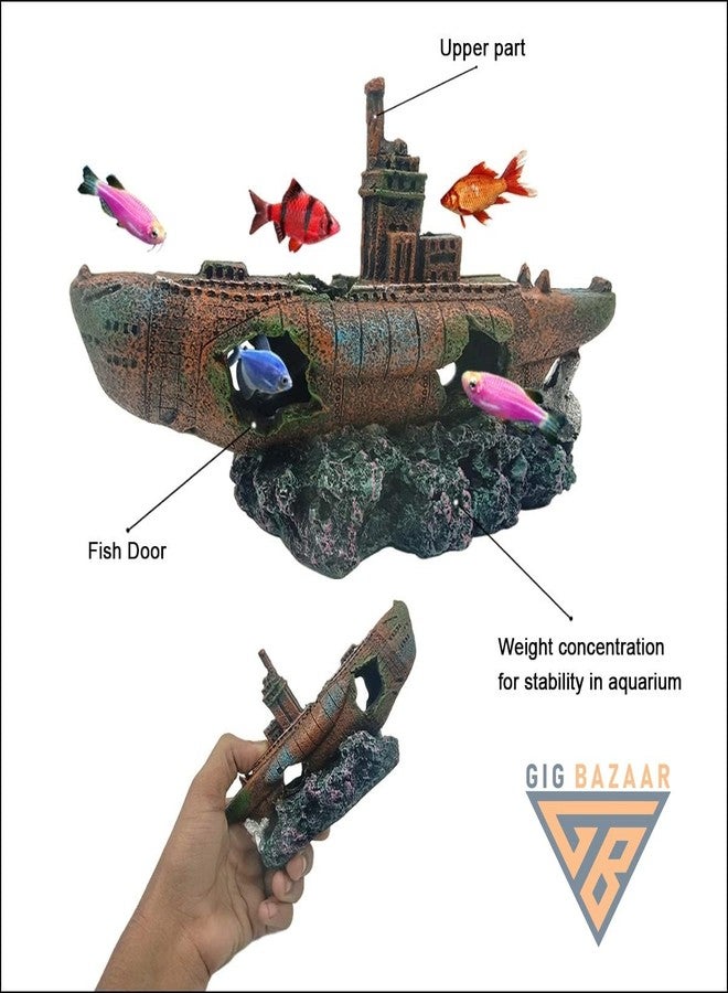 GIG BAZAAR-Aquarium Sunken Ship Decoration Ornaments - Create an Enchanting Underwater World with Small Broken Holes - Image 2