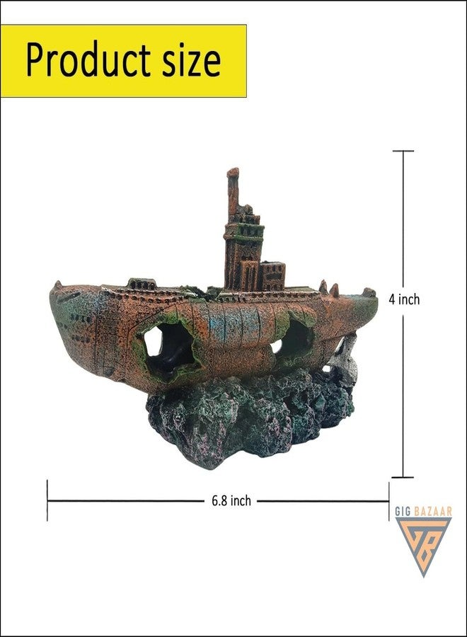 GIG BAZAAR-Aquarium Sunken Ship Decoration Ornaments - Create an Enchanting Underwater World with Small Broken Holes - Image 3