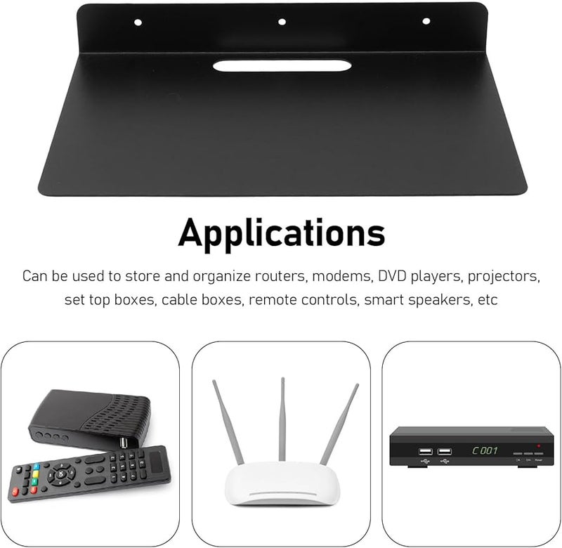 Black Metal Wall Mounted AV Shelf For Projector Router Set Top Box With Hardware - Image 3