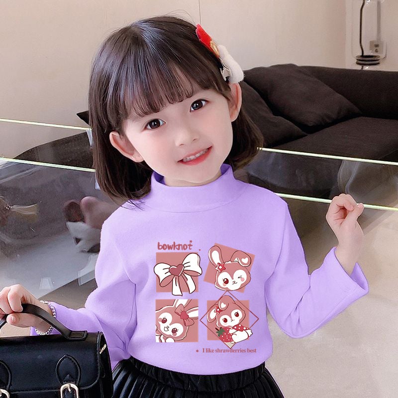 Y2487# Girls Velvet Long Sleeve T-Shirt New Tide Children'S Base Shirt Casual T-Shirt Coat Children'S Clothing Tide - Image 5
