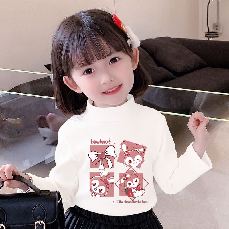Y2487# Girls Velvet Long Sleeve T-Shirt New Tide Children'S Base Shirt Casual T-Shirt Coat Children'S Clothing Tide - Image 3