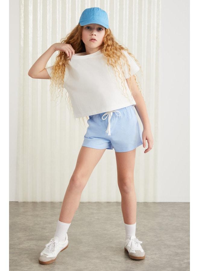 GRIMELANGE SUZANNE-GRM24048 100% Cotton Girl's Shorts and T‑Shirt Set in Blue. - Image 3