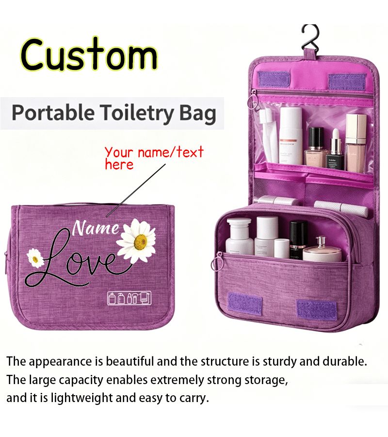 Navy Blue Wet Dry Separation Travel Toiletry Bag Pull Tab Zipper Design Makeup Organizer Pouch Cosmetic Storage Bag For Men Women Business Trips Home Travel - Image 4