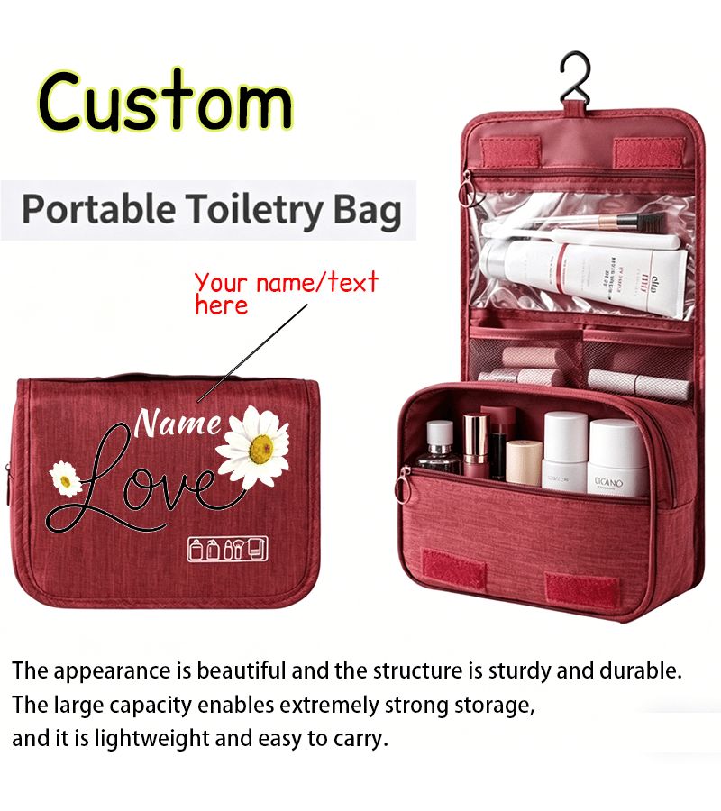 Navy Blue Wet Dry Separation Travel Toiletry Bag Pull Tab Zipper Design Makeup Organizer Pouch Cosmetic Storage Bag For Men Women Business Trips Home Travel - Image 2