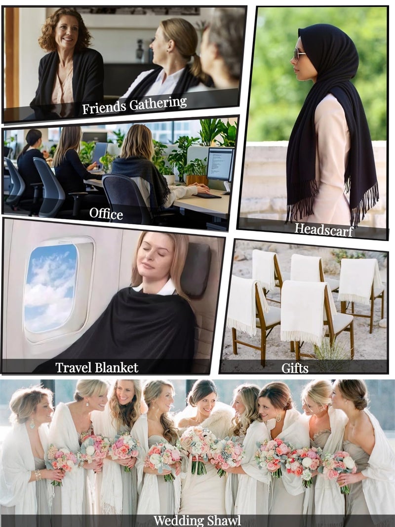 OHAYOMI Pashmina Shawl Wraps Cashmere Feel Scarves Winter Warm Soft Fashion Scarf for Women Evening Dresses Wedding Bridal Bridesmaid Gifts Travel Blanket - Image 5