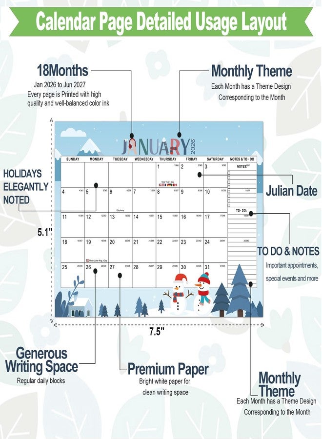 Stiamvd Small Desk Calendar 2026-2027, Monthly Desktop Calendar from Now to Jun 2027- Monthly Theme Design, Standing Flip Desk Calendar for Home Office School (black) - Image 2