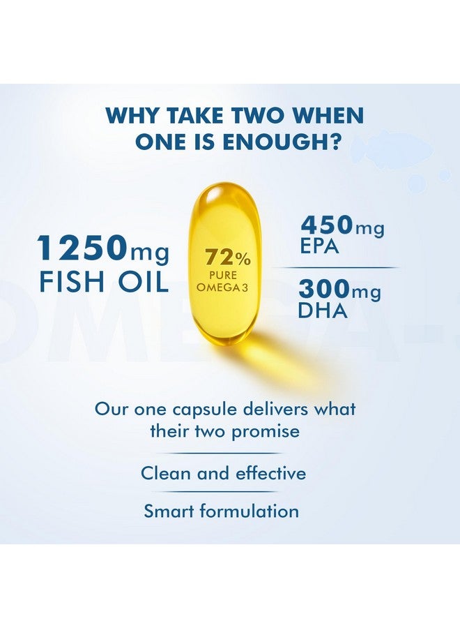 Dr. Morepen زيت السمك أوميغا 3 من د. مورن، قوة ثلاثية - 1250 ملغ مع 750 ملغ EPA و DHA زيت سمك عالي الفعالية 60 كبسولة (عبوة من 2) ، 2 عدد ، 60 كبسولة - Image 3