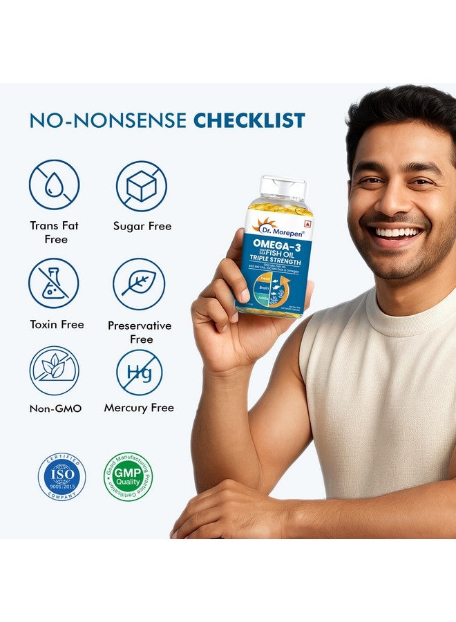 Dr. Morepen زيت السمك أوميغا 3 من د. مورن، قوة ثلاثية - 1250 ملغ مع 750 ملغ EPA و DHA زيت سمك عالي الفعالية 60 كبسولة (عبوة من 2) ، 2 عدد ، 60 كبسولة - Image 5