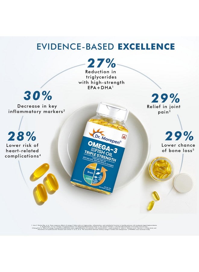 Dr. Morepen زيت السمك أوميغا 3 من د. مورن، قوة ثلاثية - 1250 ملغ مع 750 ملغ EPA و DHA زيت سمك عالي الفعالية 60 كبسولة (عبوة من 2) ، 2 عدد ، 60 كبسولة - Image 4