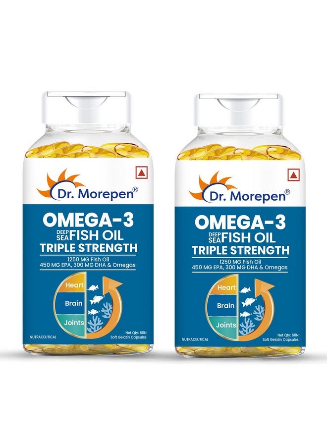 Dr. Morepen زيت السمك أوميغا 3 من د. مورن، قوة ثلاثية - 1250 ملغ مع 750 ملغ EPA و DHA زيت سمك عالي الفعالية 60 كبسولة (عبوة من 2) ، 2 عدد ، 60 كبسولة - Image 1