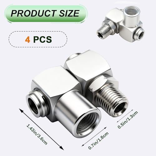 Ruibapa 4 PCS 1/4Inch NPT Air Tool 360 Degree Swivel Fitting Portable Air Tool Adapter,Air Hose Connector - Image 2