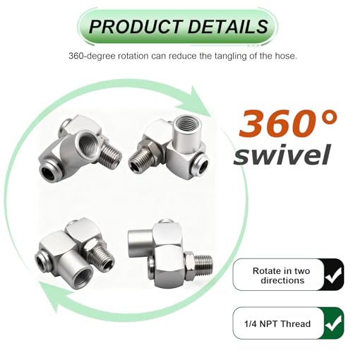 Ruibapa 4 PCS 1/4Inch NPT Air Tool 360 Degree Swivel Fitting Portable Air Tool Adapter,Air Hose Connector - Image 4