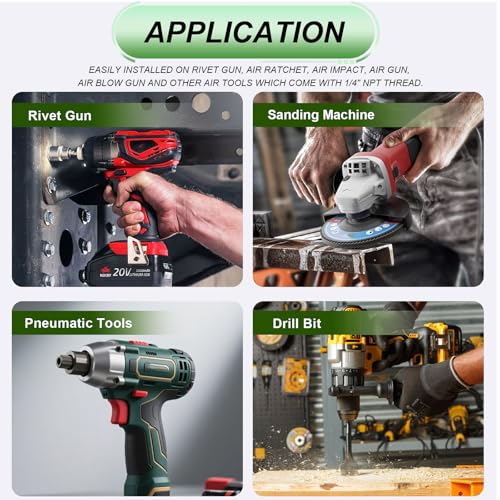 Ruibapa 4 PCS 1/4Inch NPT Air Tool 360 Degree Swivel Fitting Portable Air Tool Adapter,Air Hose Connector - Image 5