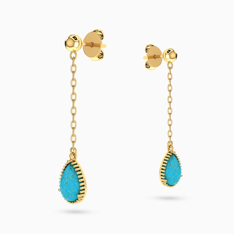 Instyle by L'azurde Pear Colored Stones Drop Earrings in 18K Gold - Image 4