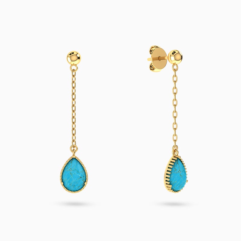 Instyle by L'azurde Pear Colored Stones Drop Earrings in 18K Gold - Image 1