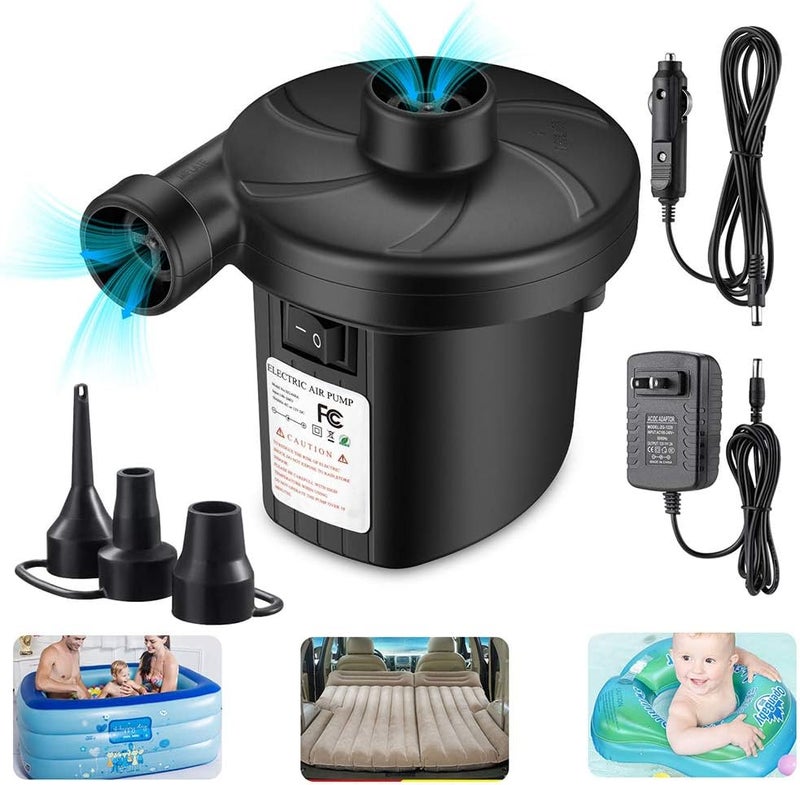 Techshare Air Pump for Air Mattress, Air Mattress Pump for Inflatables, Quick Fill Inflator Deflator Air Pump Perfect for Outdoor Camping Inflatable Boat Blow Up Pool Water Toy Car Air Bed - Image 1