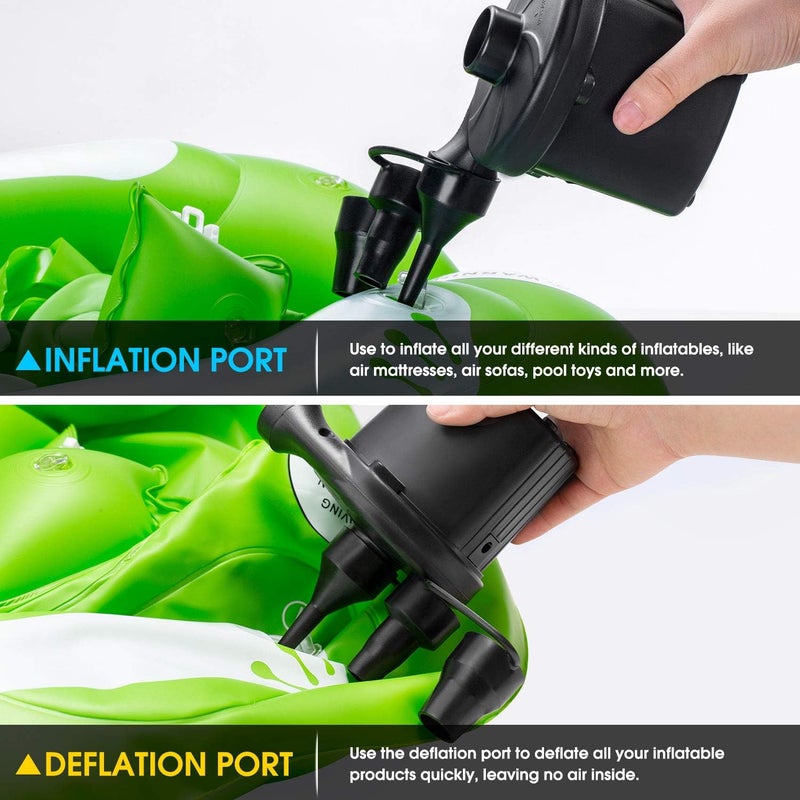 Techshare Air Pump for Air Mattress, Air Mattress Pump for Inflatables, Quick Fill Inflator Deflator Air Pump Perfect for Outdoor Camping Inflatable Boat Blow Up Pool Water Toy Car Air Bed - Image 5