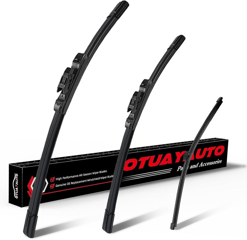 OTUAYAUTO Premium Windshield Wiper Blades - Replacement for BMW X2 2018-2022 - Precision Fit, All-Weather Performance, Front and Rear Wiper Blades, Pinch Tab - 24"+20"+13" (Pack of 3) - Image 1