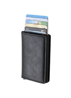 Mens Card Holder Wallet, RFID Blocking with Money Pocket, Social Security Card Protector, Pop Up Wallet for Men, Slim Aluminum Wallet with Push Button for Quick Card Access,Black