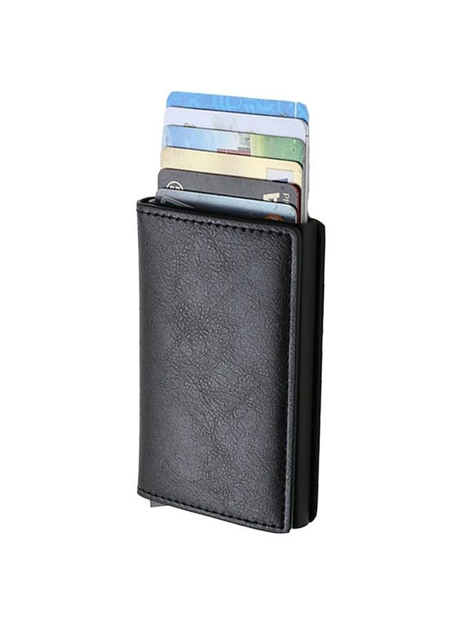 Meschett - Mens Card Holder Wallet, RFID Blocking with Money Pocket, Social Security Card Protector, Pop Up Wallet for Men, Slim Aluminum Wallet with Push Button for Quick Card Access,Black - Image 1
