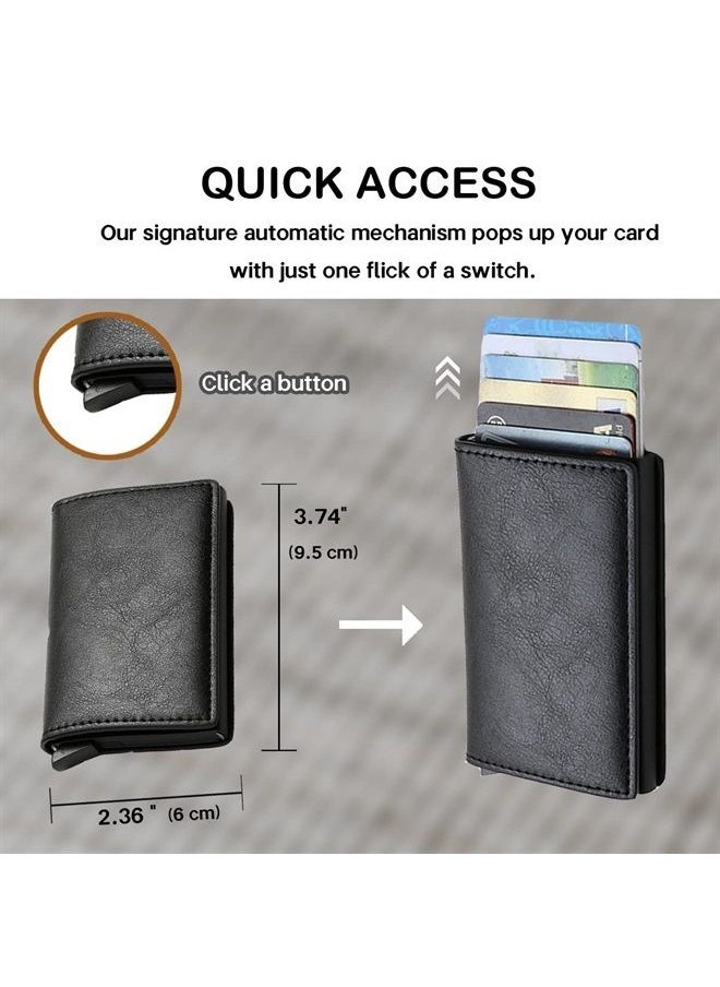 Meschett - Mens Card Holder Wallet, RFID Blocking with Money Pocket, Social Security Card Protector, Pop Up Wallet for Men, Slim Aluminum Wallet with Push Button for Quick Card Access,Black - Image 1