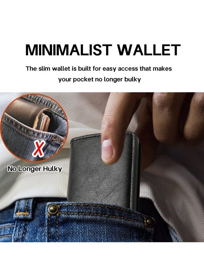 Meschett - Mens Card Holder Wallet, RFID Blocking with Money Pocket, Social Security Card Protector, Pop Up Wallet for Men, Slim Aluminum Wallet with Push Button for Quick Card Access,Black - Image 1