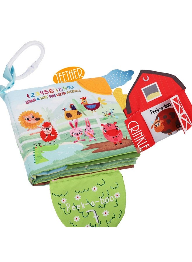 Bebe Mondo Soft Cloth Crinkle Baby Books 06 Months Baby Toys 6 To 12 Months Touch Feel Books For Babies Infants Toddlers 1 Year Old Baby Boy Girl Shower Gifts Ages 13 Early Education Farm Toy Teether  - Image 1