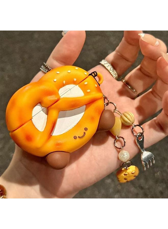 Year Headset For Apple 4 Generation AirpodsPro2 Cartoon Cute Protective Shell Premium-Color:Salted Bread With Hanging Chain-Applicable Models:Airpods Pro/Pro2 - Image 1