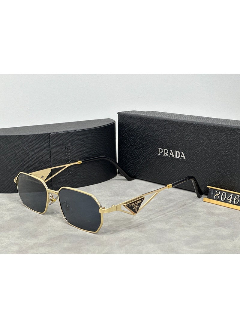 PRADY PRADA Cycling Sunglasses Fashion Women's PR 57YS Sunglasses,Triangle Logo Fashion Glasses,Gold Frame with Black Lens,Unisex - Image 1