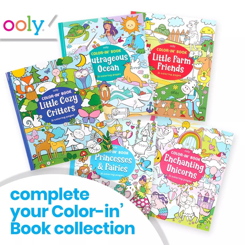 OOLY Coloring Book for Toddlers, Fun Activity Coloring Pages for Kids, 31 Perforated Pages 8"x10" to Hang, Great Kid's Road Trip Activities, Birthday Parties - Princesses & Fairies - Image 5