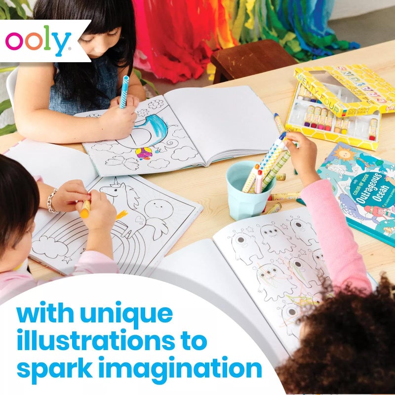 OOLY Coloring Book for Toddlers, Fun Activity Coloring Pages for Kids, 31 Perforated Pages 8"x10" to Hang, Great Kid's Road Trip Activities, Birthday Parties - Princesses & Fairies - Image 4