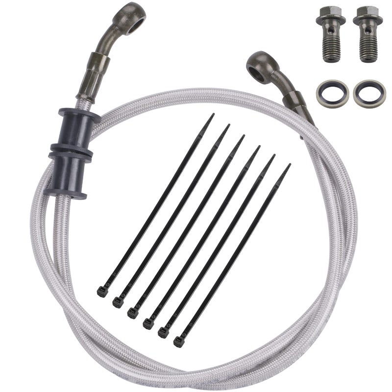 MWMNUN Silver Motorcycle Braided Steel Brake Clutch Oil Hoses Line Pipe Pipe for ATV Pit Dirt Bike Go Kart Oil Hose Length 90cm