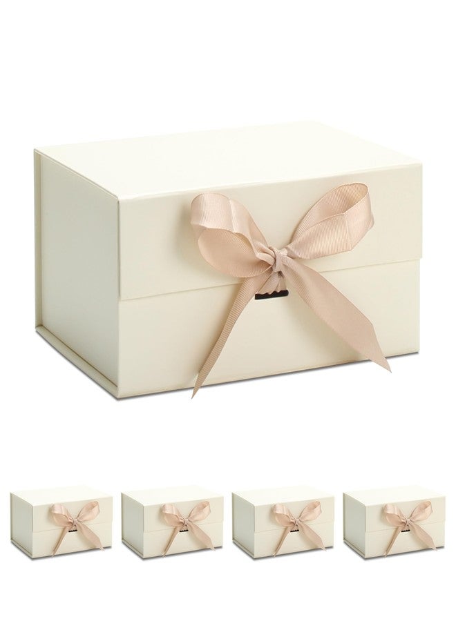 YACEYACE Small Gift Boxes with Lid, 5Pcs Pale Gold Gift Wrap Boxes for Present, Packing Box for Wrapping, Birthday, Wedding, Party, 9.4x6.8x4.1 inch - Image 1