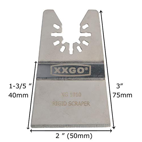 XXGO 2 Pcs Universal 2” Rigid Oscillating Tool Scraper Blades Compatible with Bosch Chicago Craftsman Dewalt Dremel Fein Harbor Freight Makita Milwaukee Porter Cable Ridgid Ryobi Rockwell XG1002 - Image 2