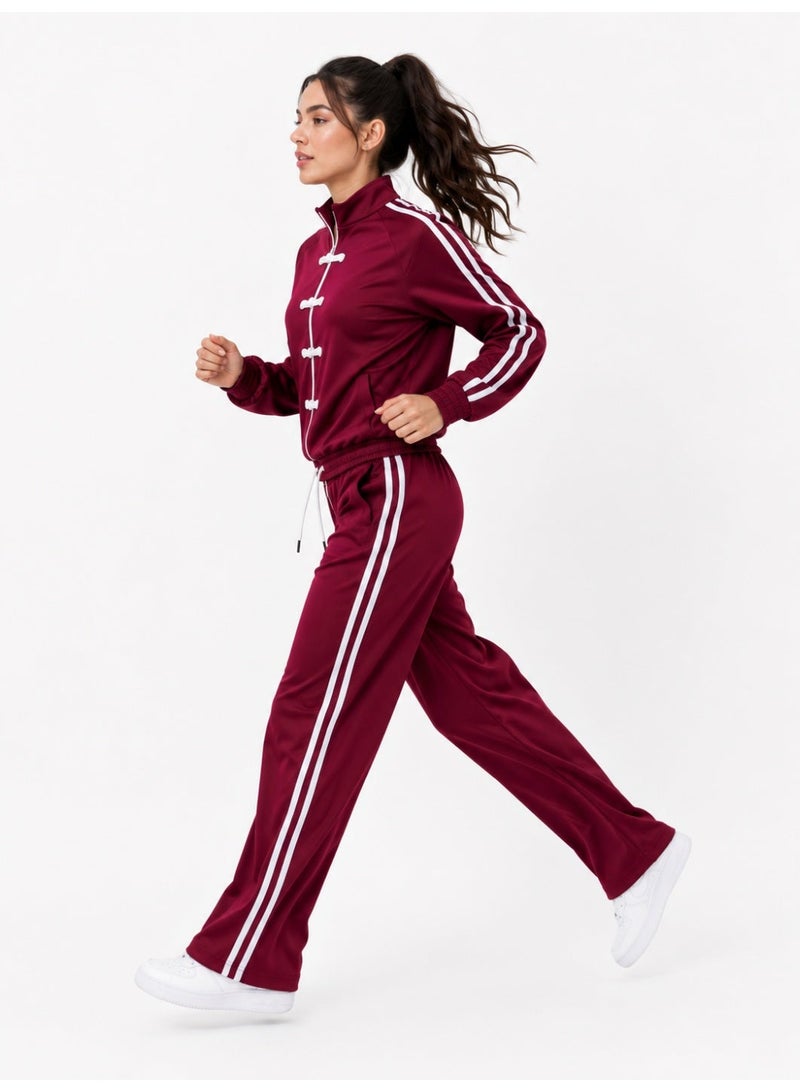 Caesar Women's sporty tracksuit featuring a zipper and drawstring ties at the chest. - Image 3