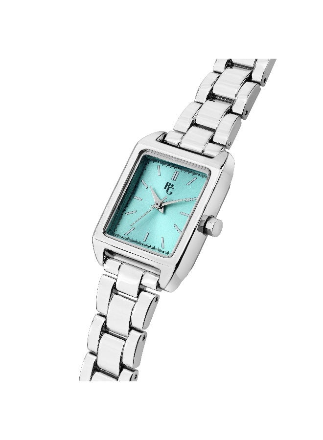 B&G Women's Blue Rectangular Analog Dial with Silver Stainless Steel Band Watch - 31mm - R3853324501 - Image 2