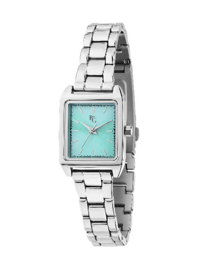 B&G Women's Blue Rectangular Analog Dial with Silver Stainless Steel Band Watch - 31mm - R3853324501 - Image 1