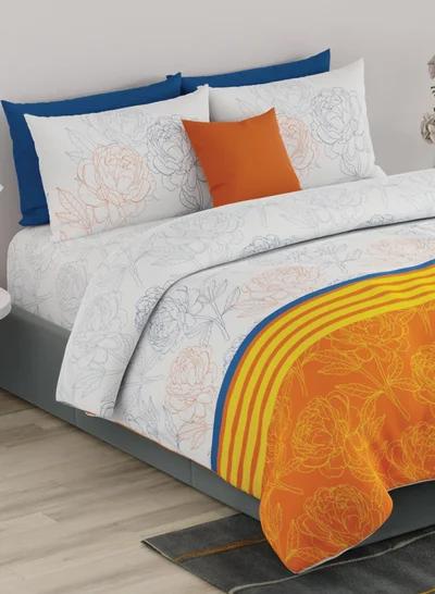 UNITED COLORS OF BENETTON United Colors of Benetton Rainbow 210 TC Super King Bedsheet with 2 Pillow covers Orange