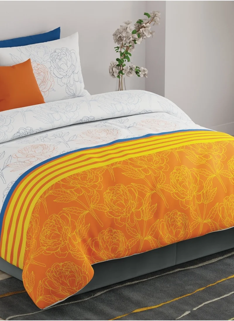 يونايتد كولورز أوف بينتيون United Colors of Benetton Rainbow 210 TC Super King Bedsheet with 2 Pillow covers Orange