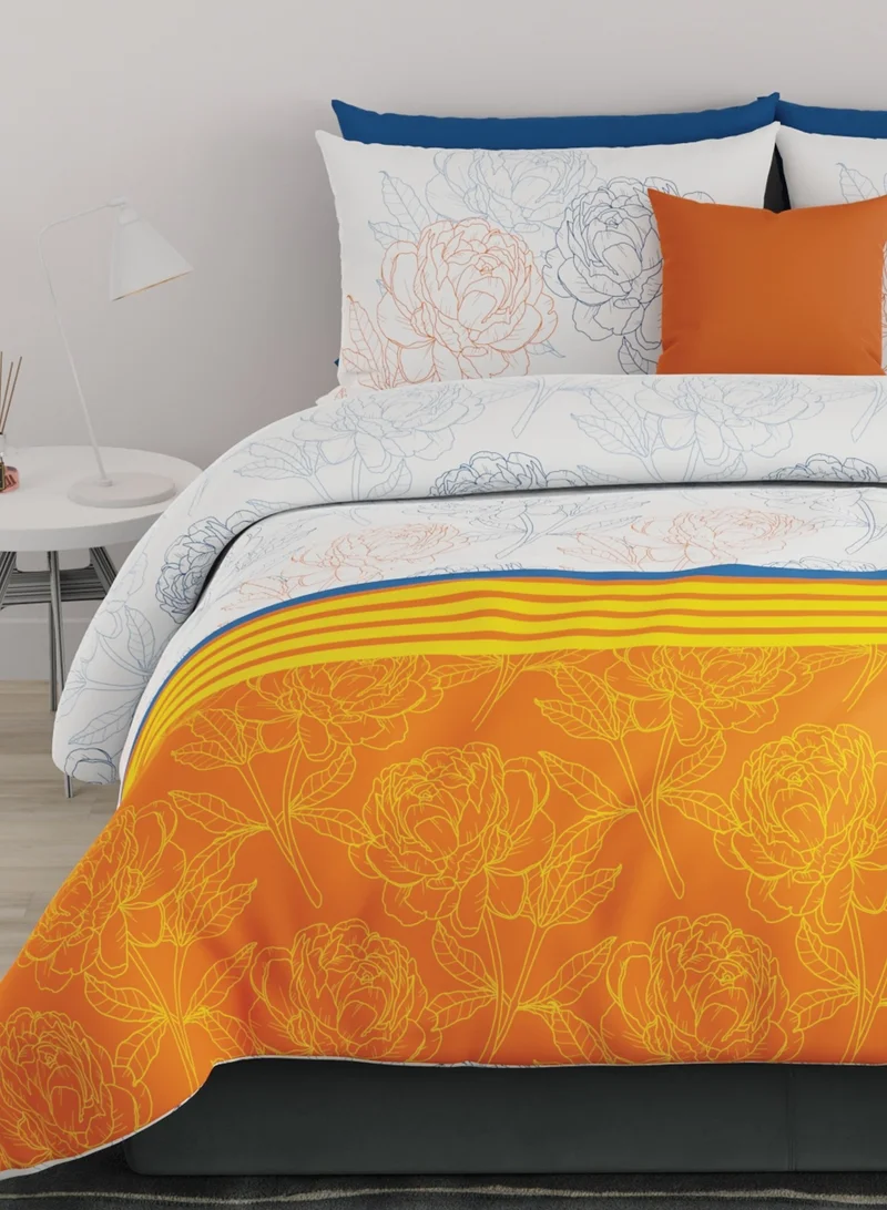 UNITED COLORS OF BENETTON United Colors of Benetton Rainbow 210 TC Super King Bedsheet with 2 Pillow covers Orange