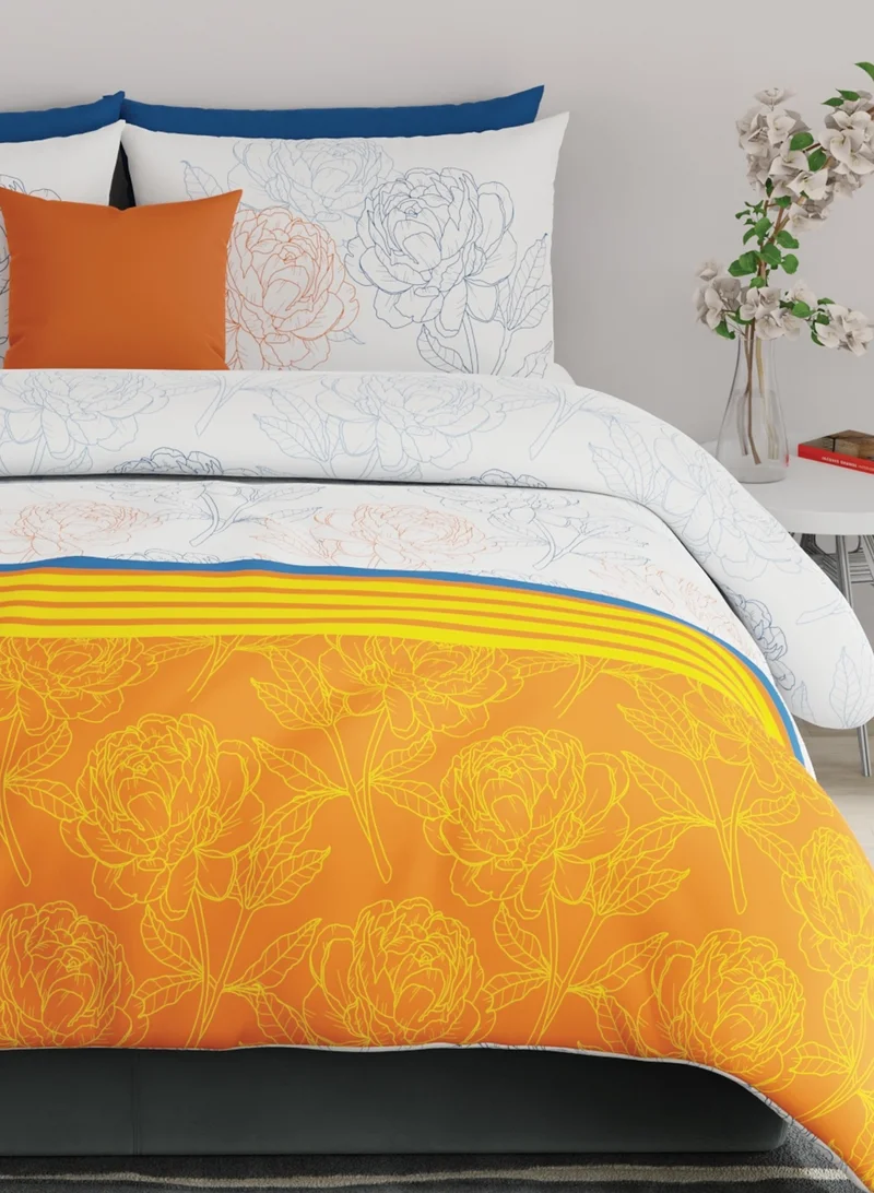 UNITED COLORS OF BENETTON United Colors of Benetton Rainbow 210 TC Super King Bedsheet with 2 Pillow covers Orange