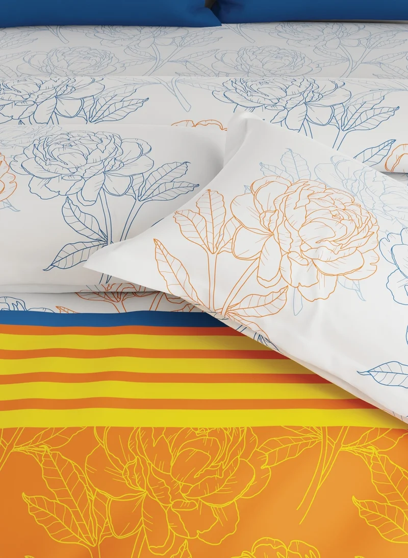 UNITED COLORS OF BENETTON United Colors of Benetton Rainbow 210 TC Super King Bedsheet with 2 Pillow covers Orange