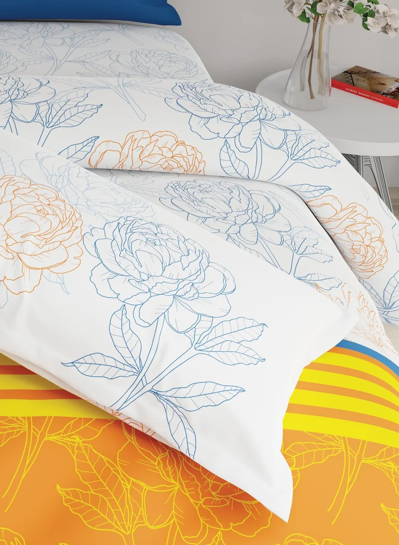 UNITED COLORS OF BENETTON United Colors of Benetton Rainbow 210 TC Super King Bedsheet with 2 Pillow covers Orange