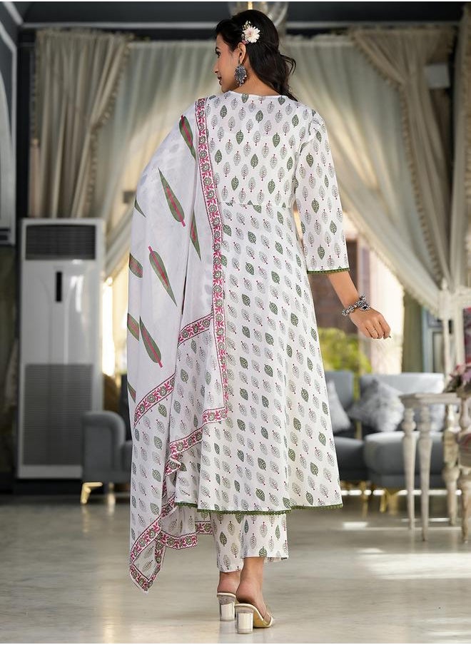 Vishudh - Women White Printed Cotton Kurta Set by Styli - Image 1