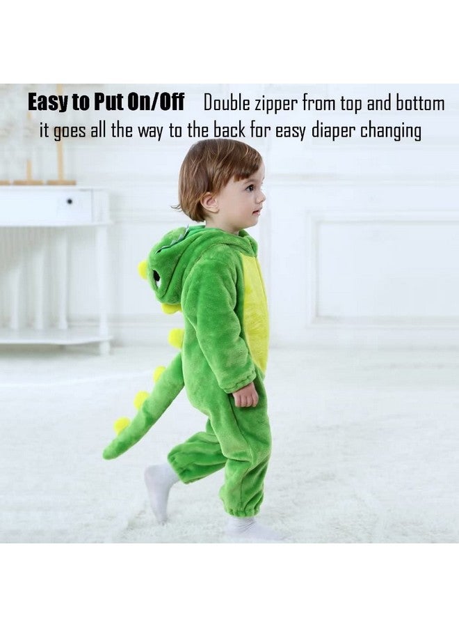 QIAONIUNIU Halloween Baby Green Dinosaur Costumes Toddler Outfit Infants Cosplay Romper 6-12 Months - Image 3